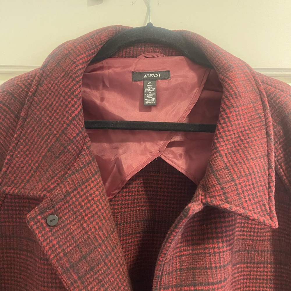 Alfani Red Plaid Coat
